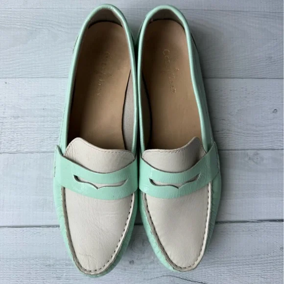 Cole Haan Mint Green and Cream Women's Loafers Size 7 - Picture 5 of 6